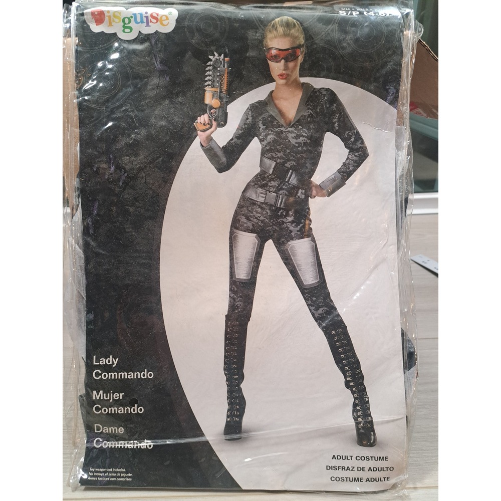 Sexy Disguise Lady Commando Adult Costume Small 4-6 Camo Jumpsuit Visor NEW